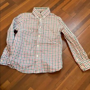 Boys green red and white checkered shirt